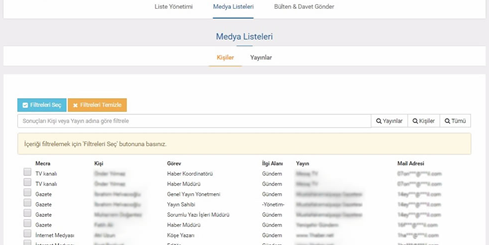 Media contact database